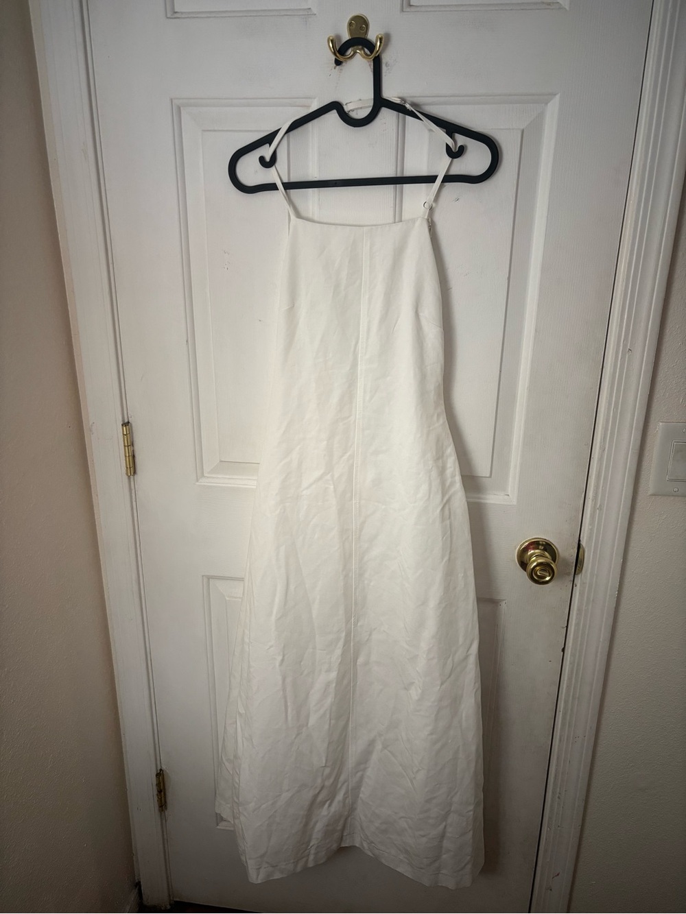 Zara White Maxi Slip Dress with Spaghetti Straps